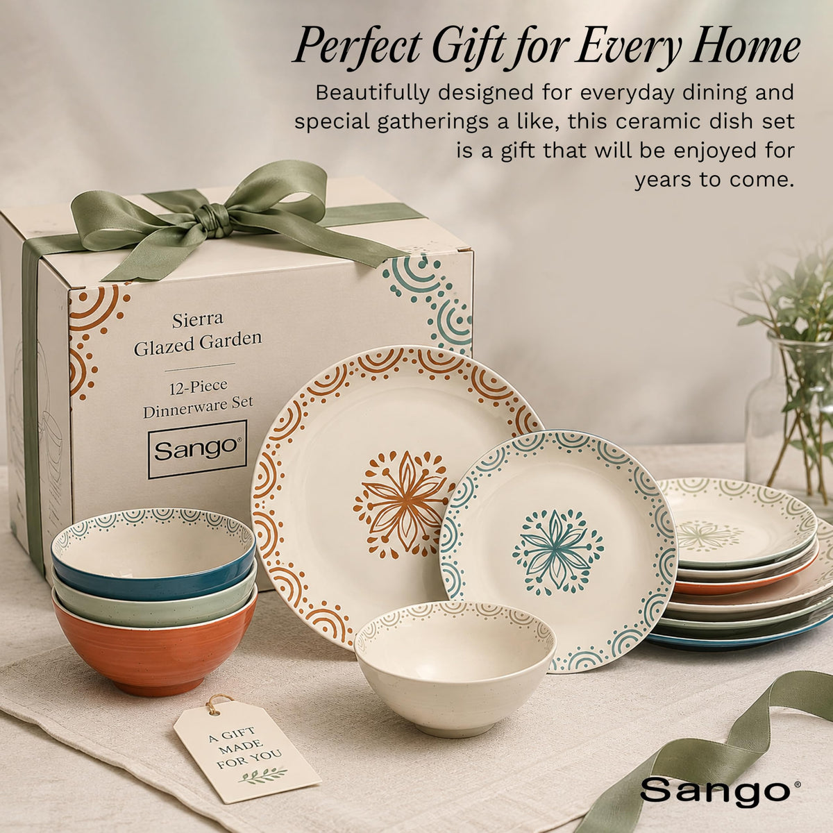 12-Piece Speckled Stoneware Dinnerware Set for 4 K488890