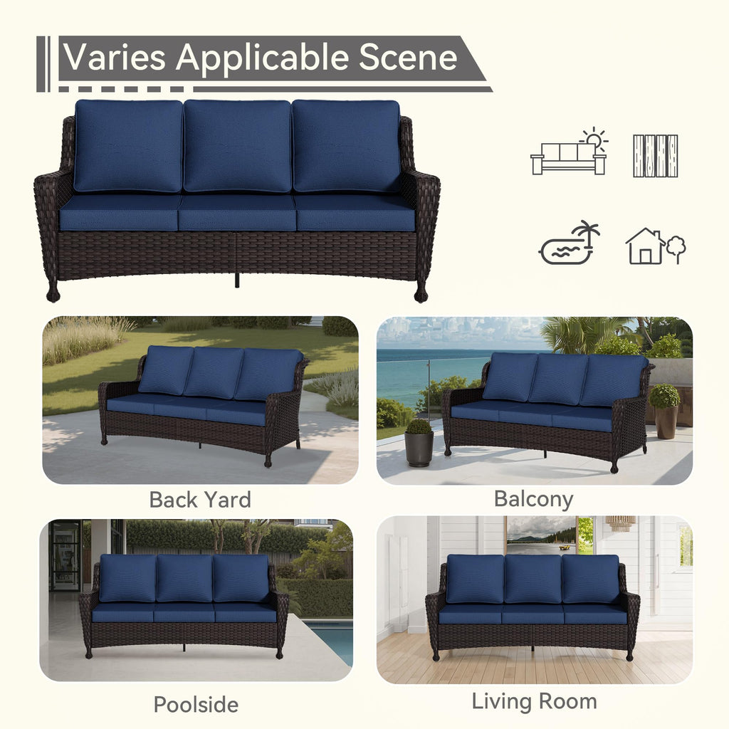 3-Seater Wicker Sofa with Removable Cushions X478481