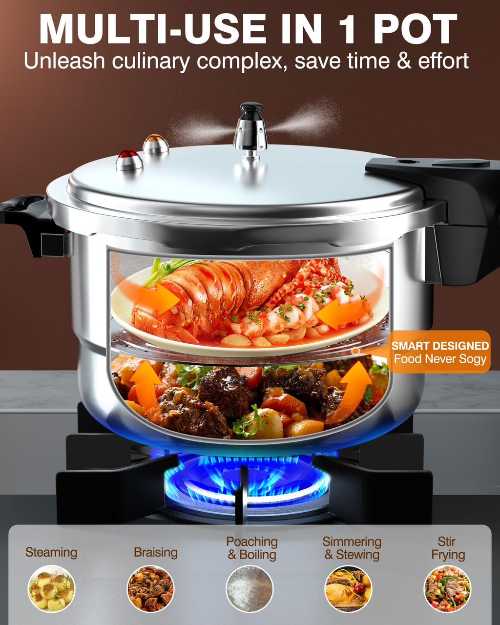 4QT Aluminum Pressure Cooker with Rack G47997
