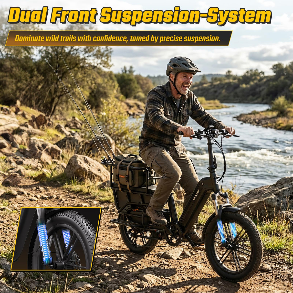 Electric Bike with Seat, 1500W Motor 20" Fat Tire, 48V 15Ah Battery H4457