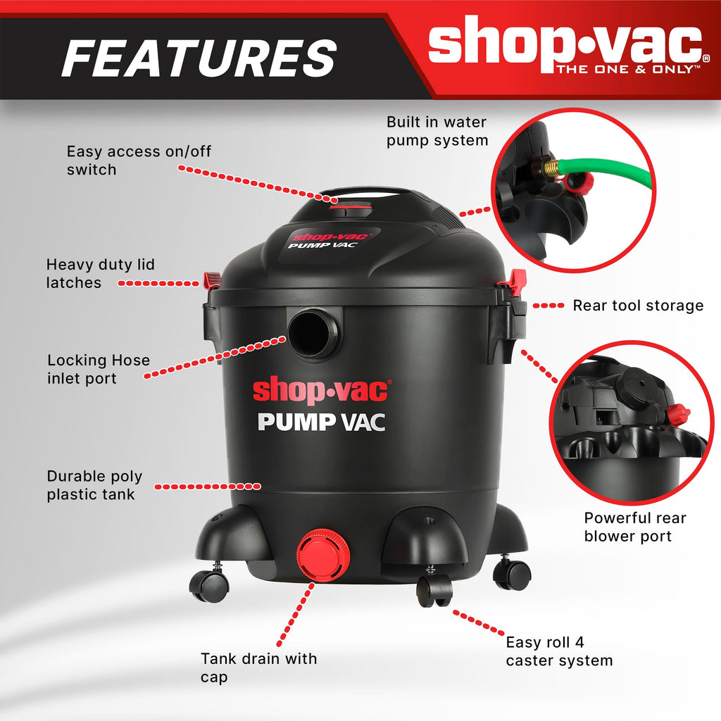 12 Gallon Wet Dry Pump Vacuum with Built-in Water Pump L253020
