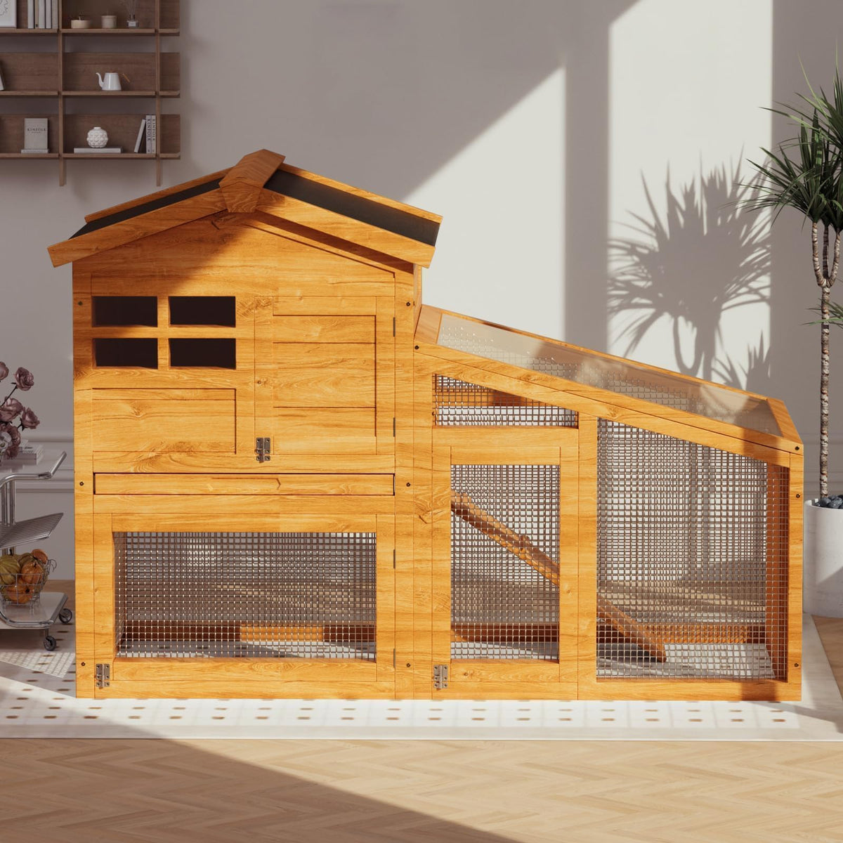 2-Tier Wooden Small Animal Cage with Non-Slip Ramp D2582