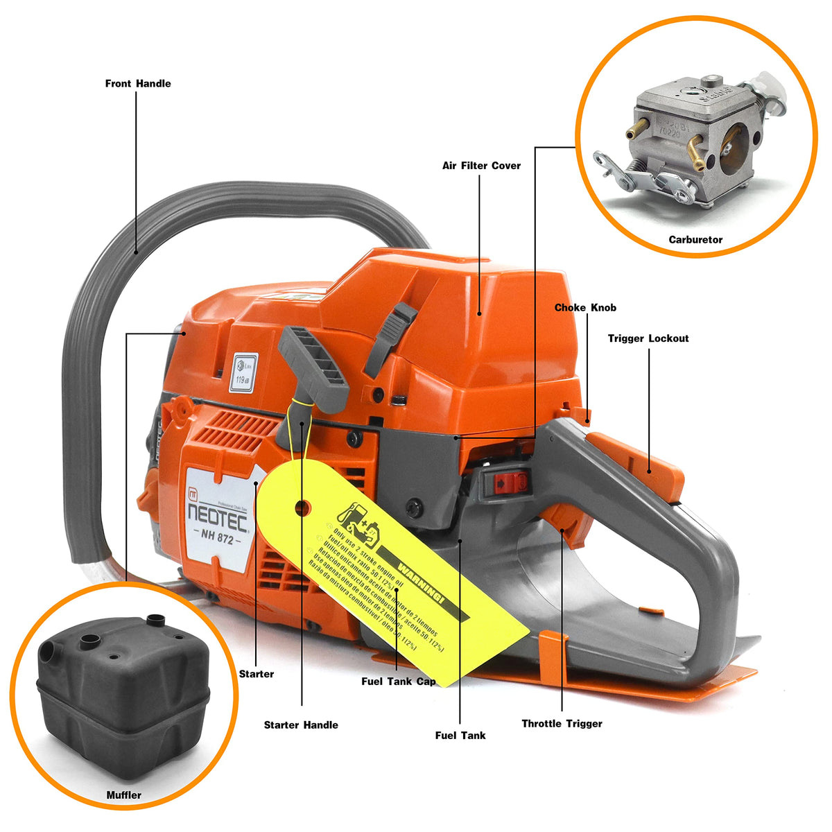 24 Inch 71cc Gas Powered Chainsaw Y7862