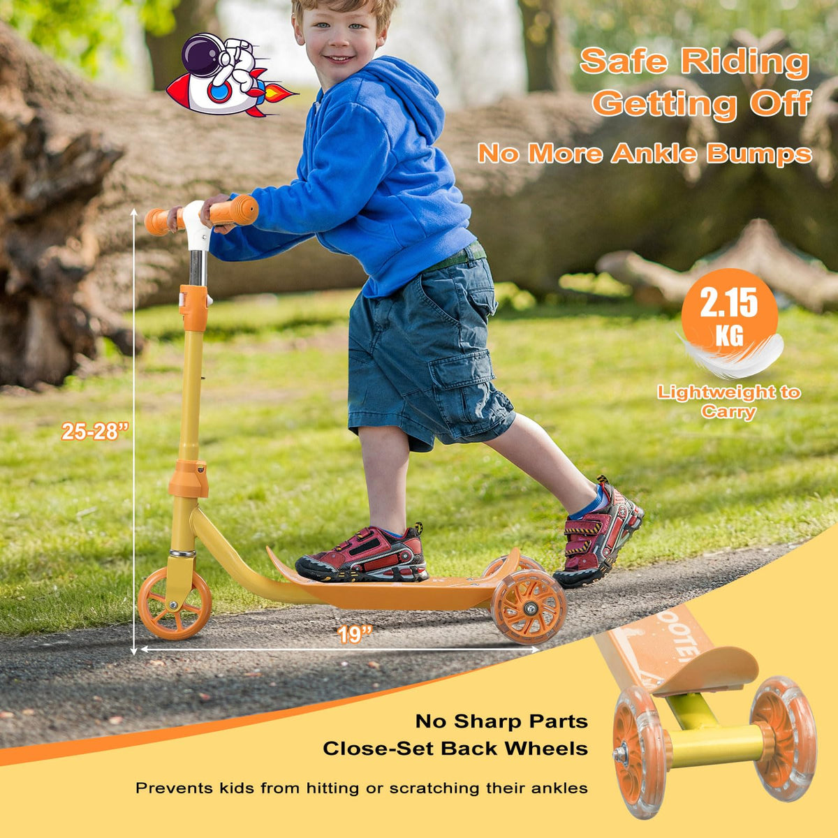LED Light Up 3 Wheel Kids Scooter with Adjustable Handlebar C271