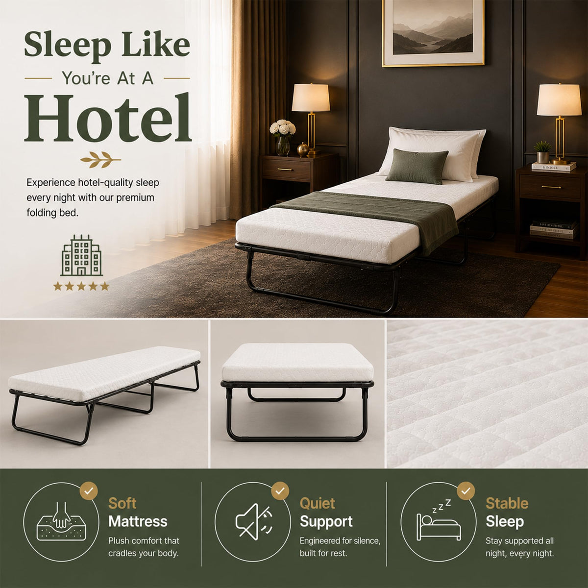 14” Folding Bed with 3-Inch Memory Foam Mattress I142486