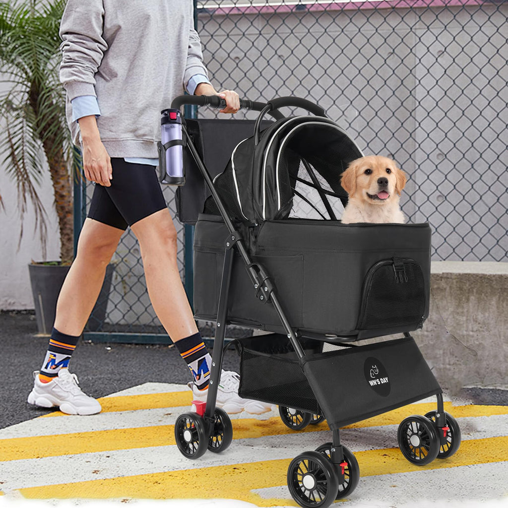 Foldable Pet Stroller with Removable Carrier and Storage Bag P2274