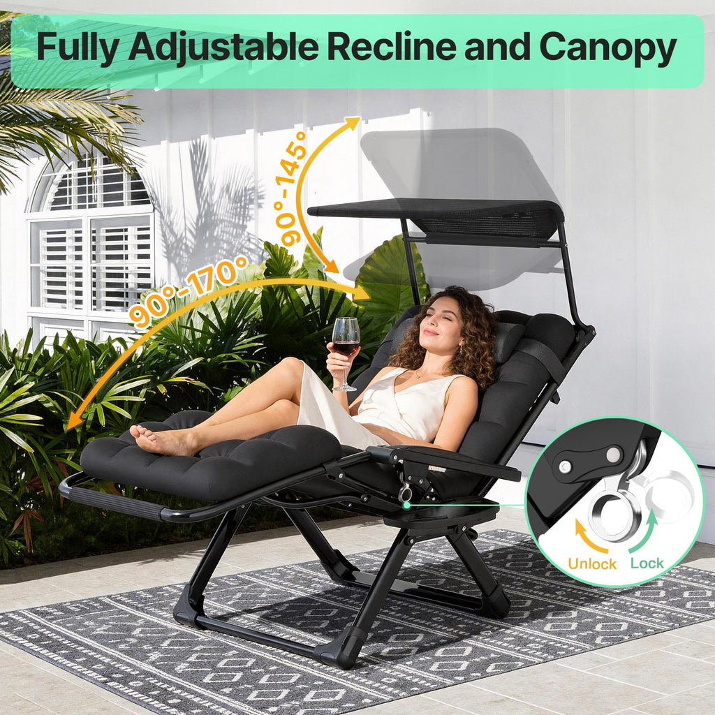 Zero Gravity Reclining Camping Chair with Canopy A3381