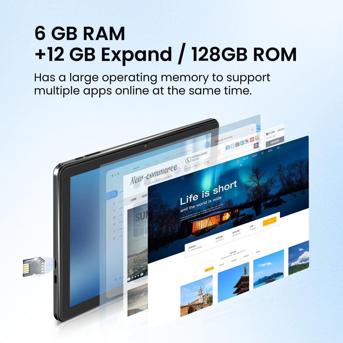 Android 15 Tablet, 10.1 Inch 18GB RAM 128GB ROM, 1TB Expandable, 1280 * 800 HD Display, 5G WiFi, BT5, 6000mAh Battery, GMS A7929
