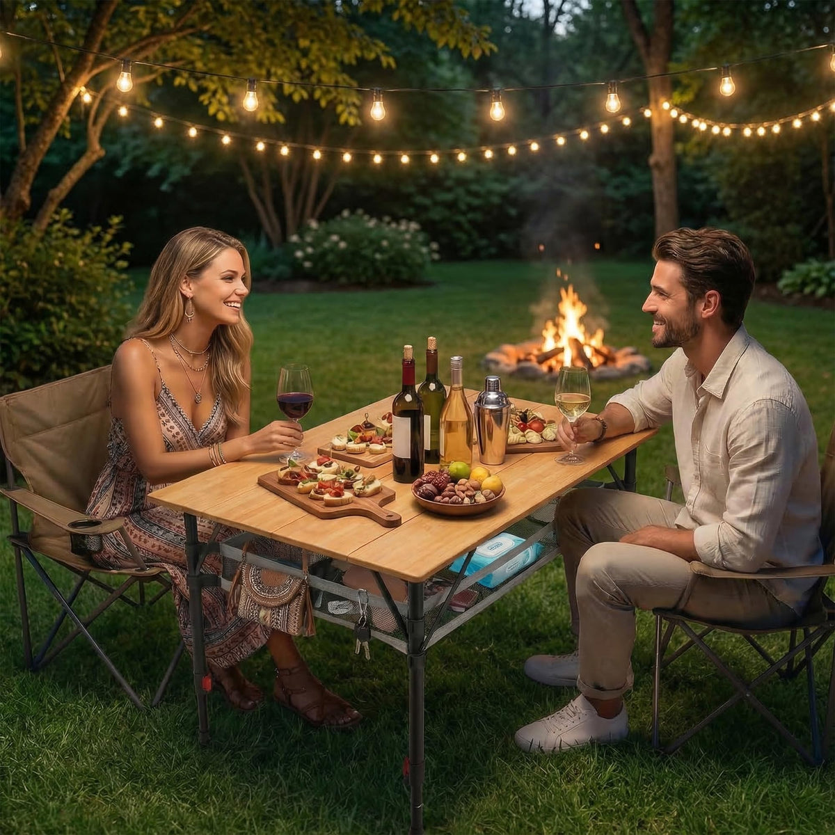 Bamboo Aluminum Folding Camping Table M32633