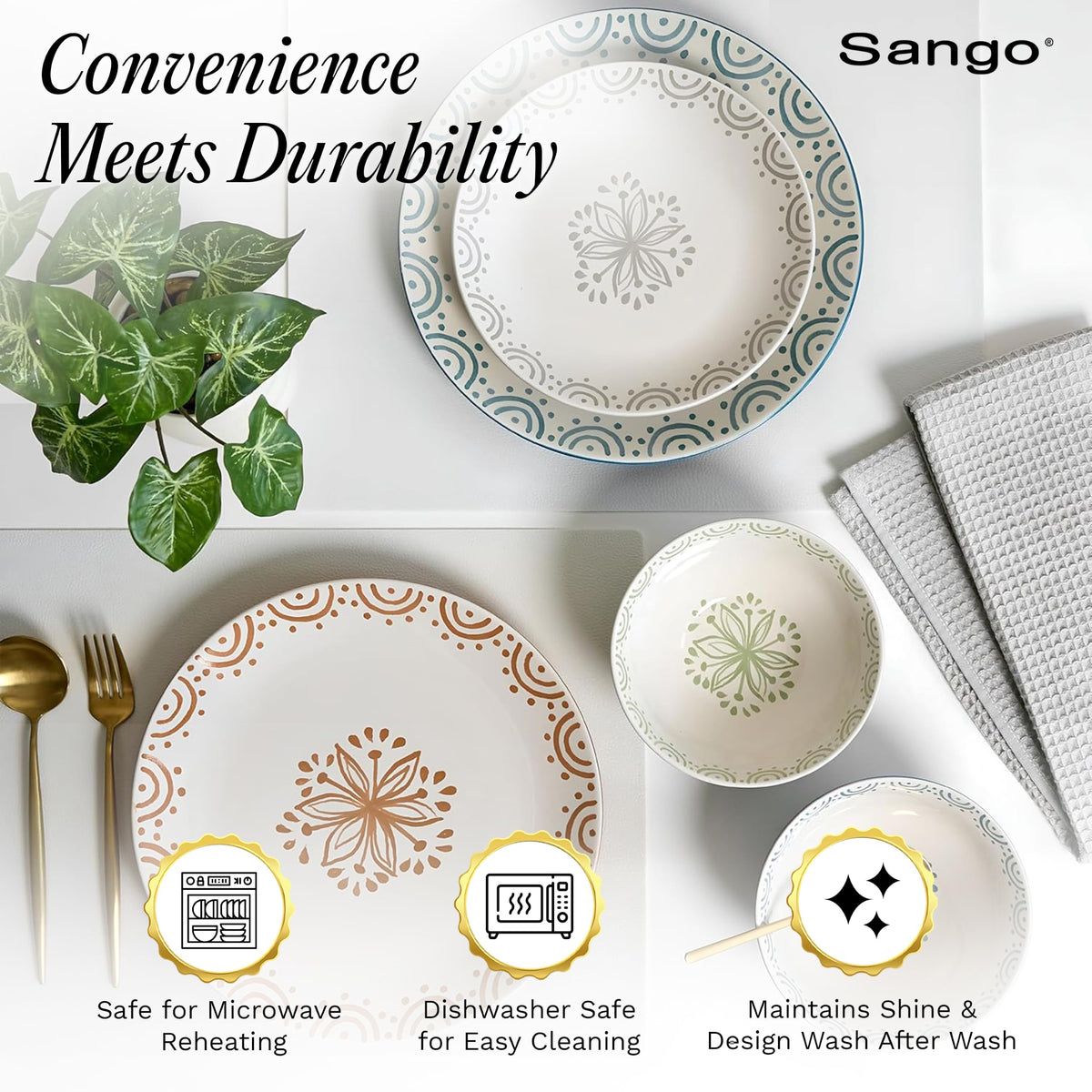 12-Piece Speckled Stoneware Dinnerware Set for 4 K488890