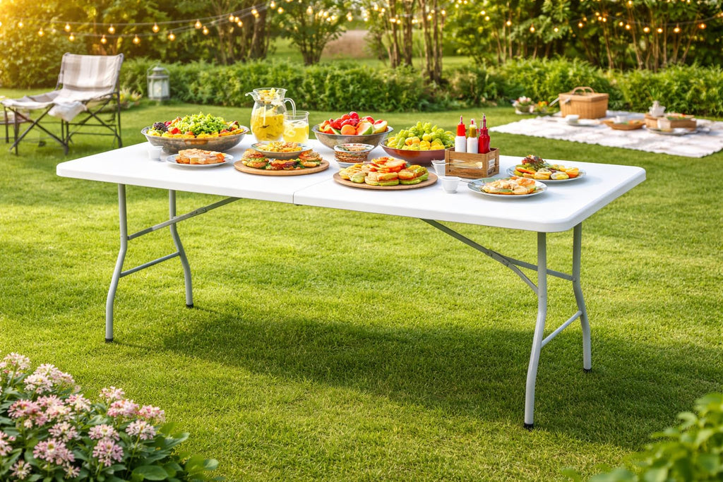 6FT Plastic Folding Table with Lock and Handle L613
