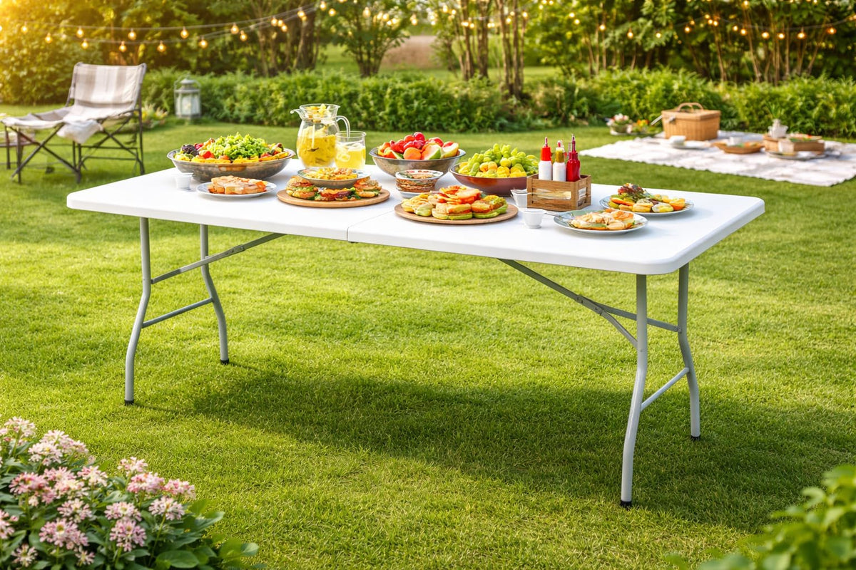 6FT Plastic Folding Table with Lock and Handle L613