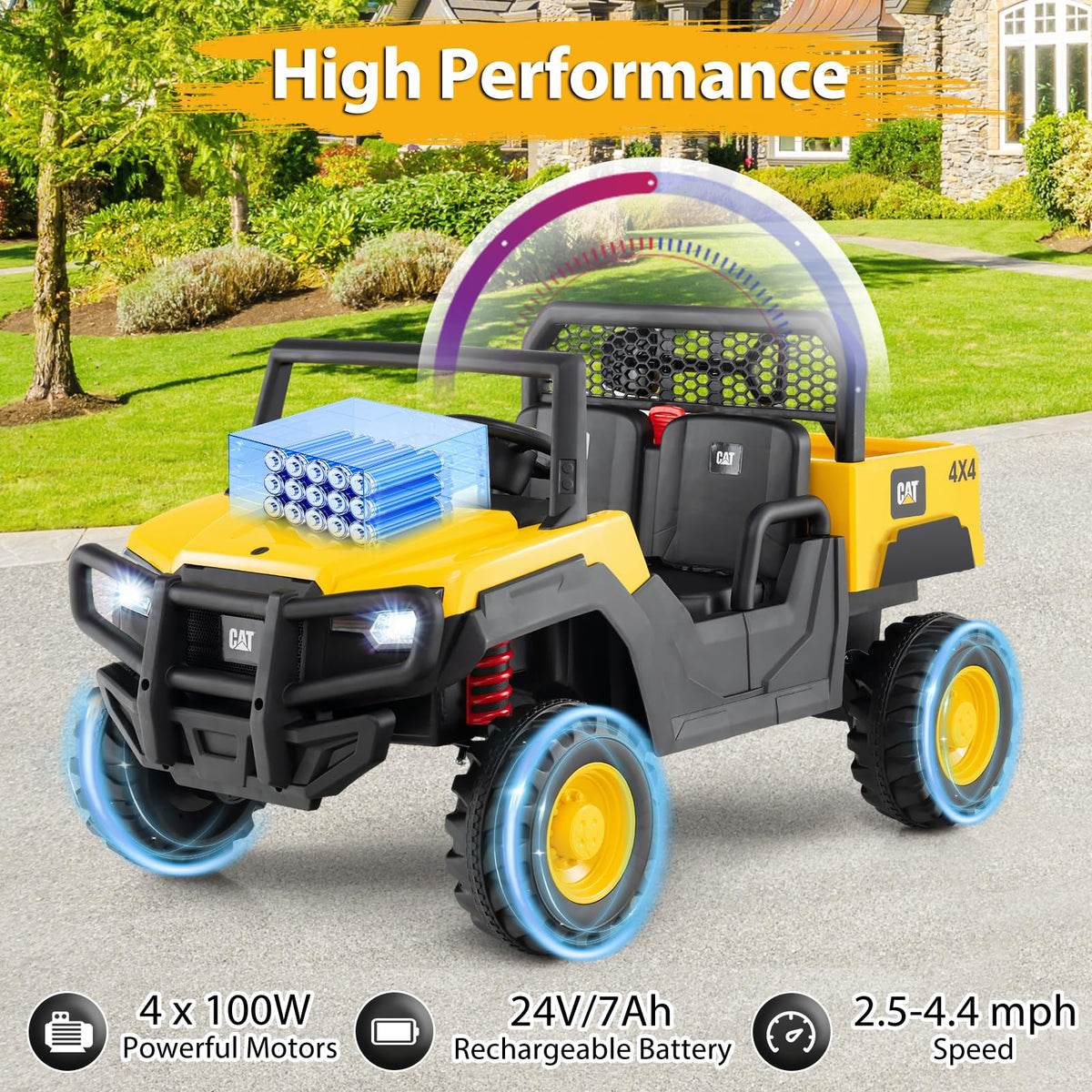 Yellow 24V Kids Ride on Dump Truck with Remote Control V9684