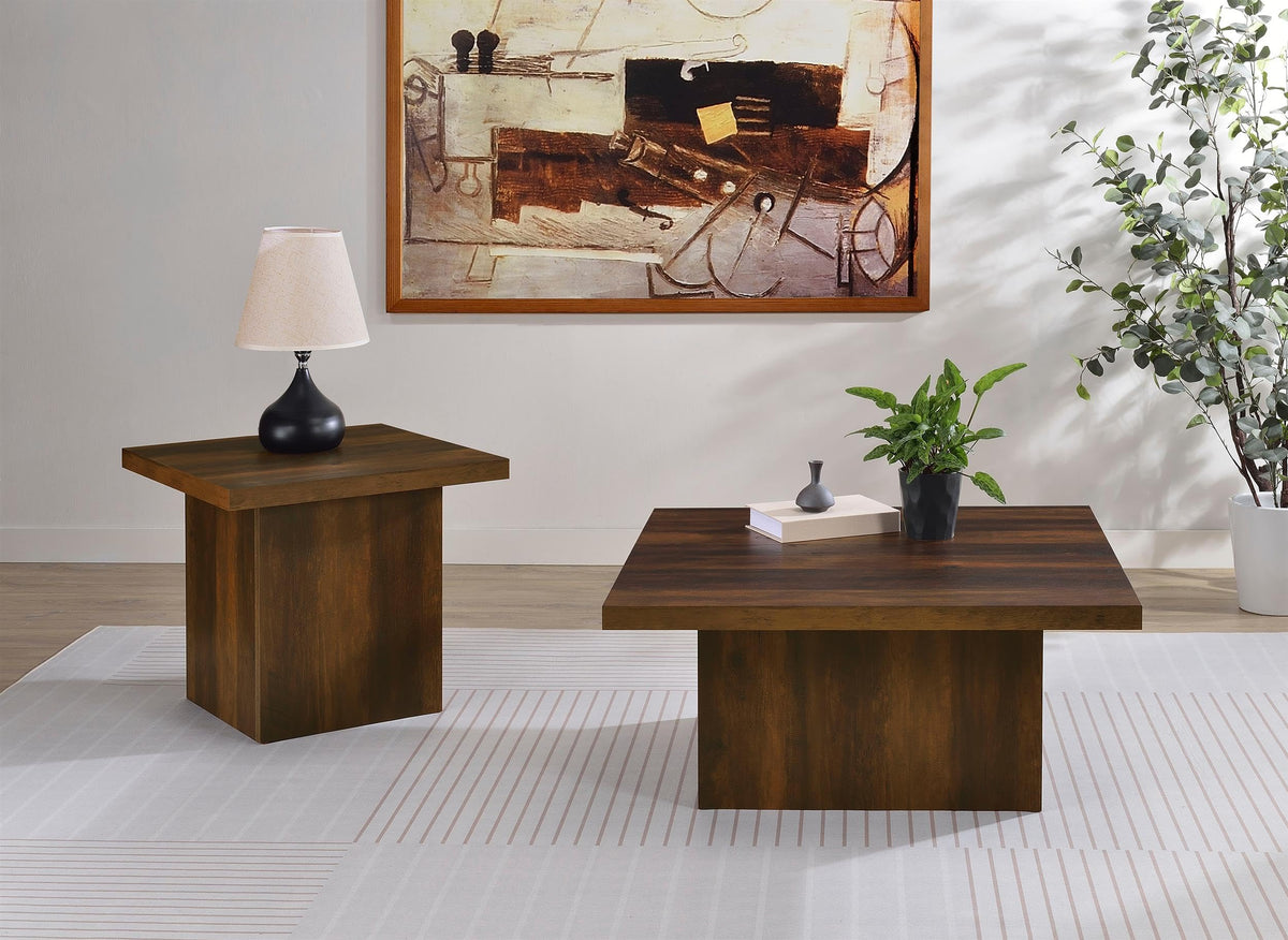 Dark Pine 2-Piece Square Coffee Table Set F198
