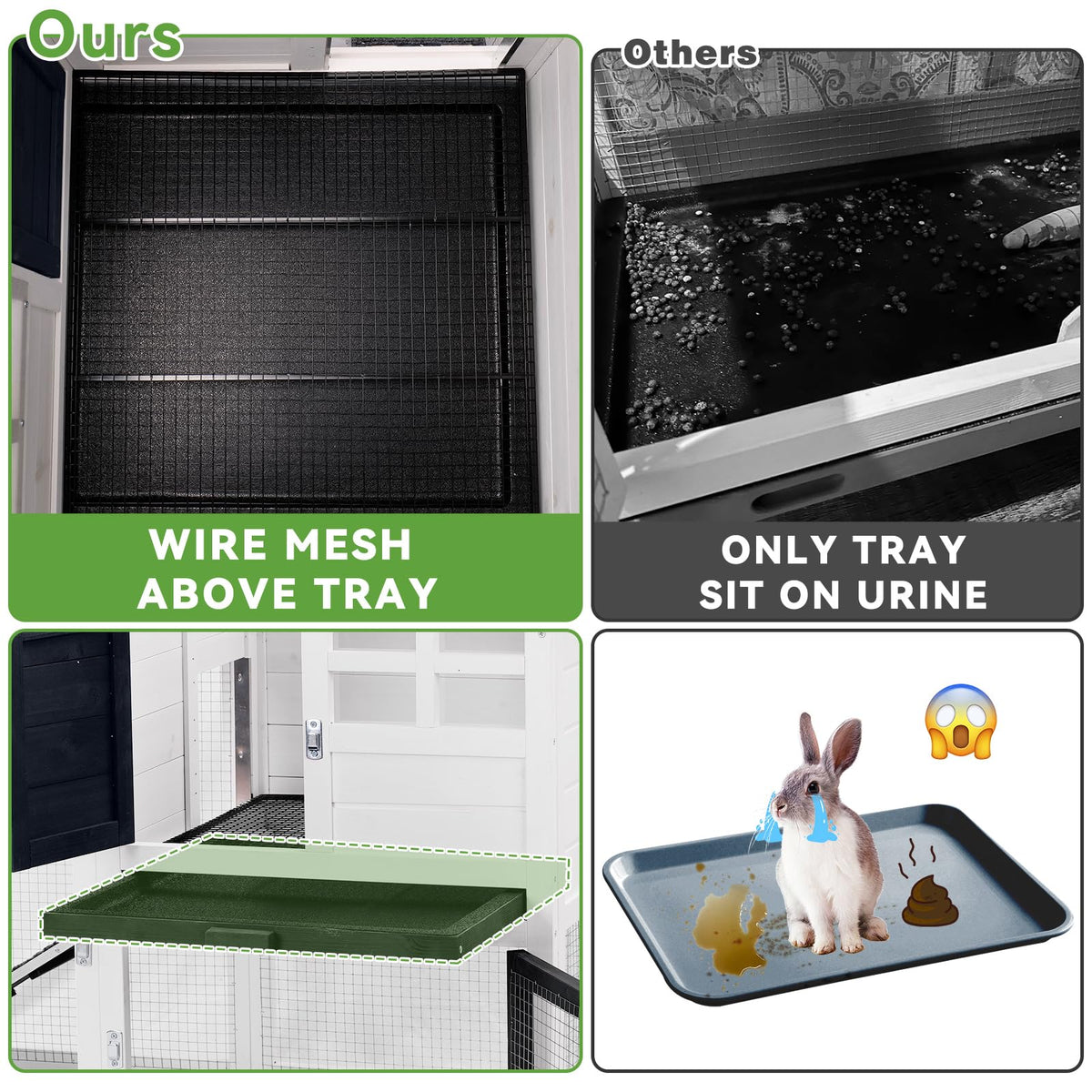 Rabbit Hutch Bunny Cage with Mesh Floor U369610