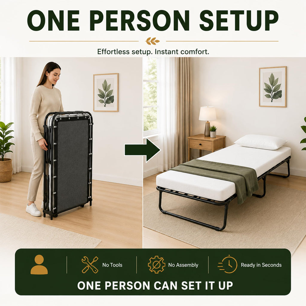 14” Folding Bed with 3-Inch Memory Foam Mattress I142486