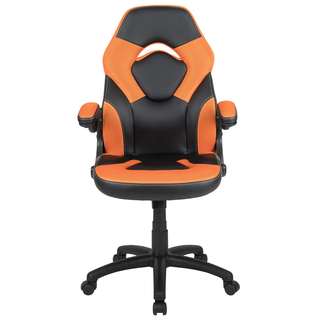 Orange Black Ergonomic Gaming Chair with Flip-up Arms A455378