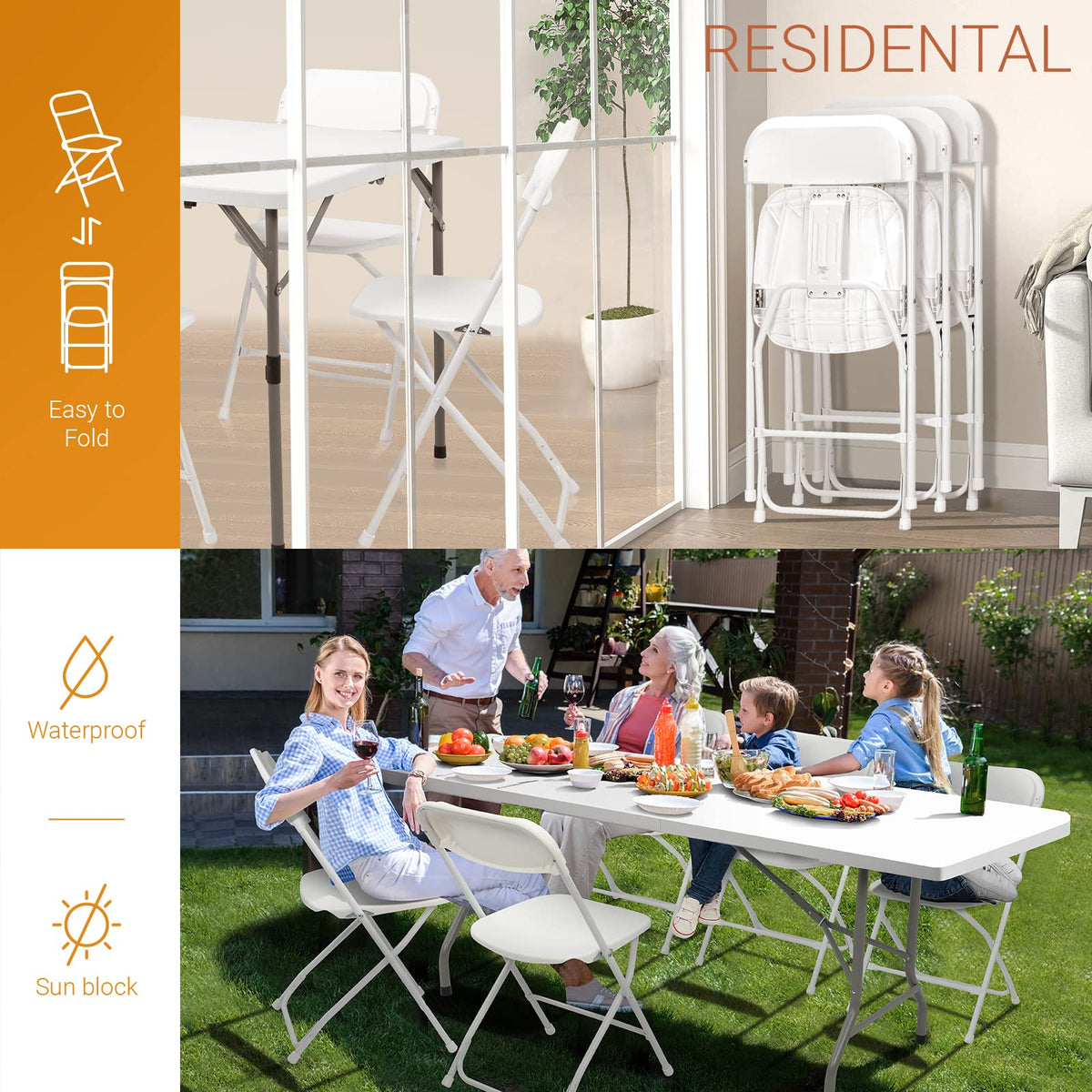 White 10 Pack Folding Chair D7911