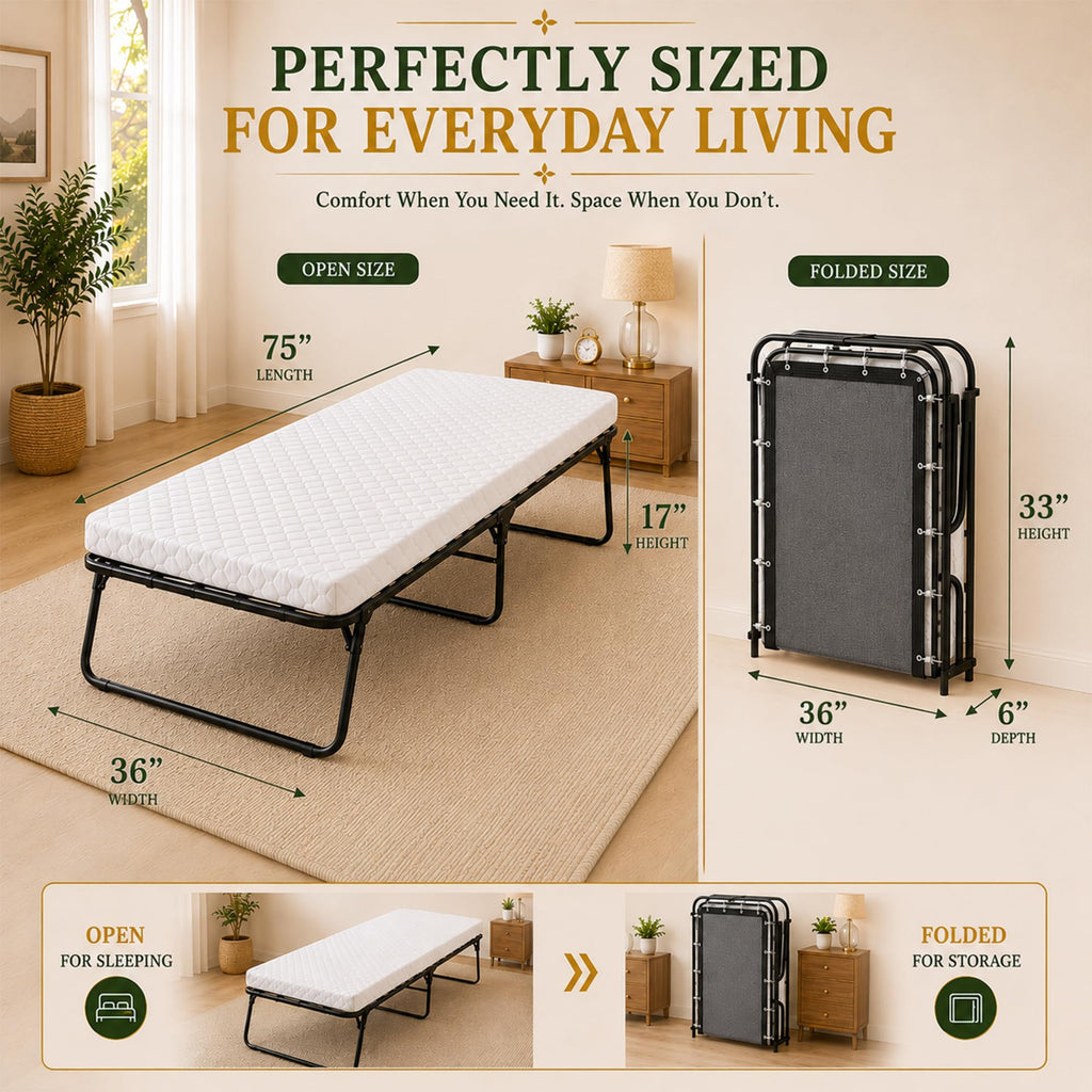 14” Folding Bed with 3-Inch Memory Foam Mattress I142486