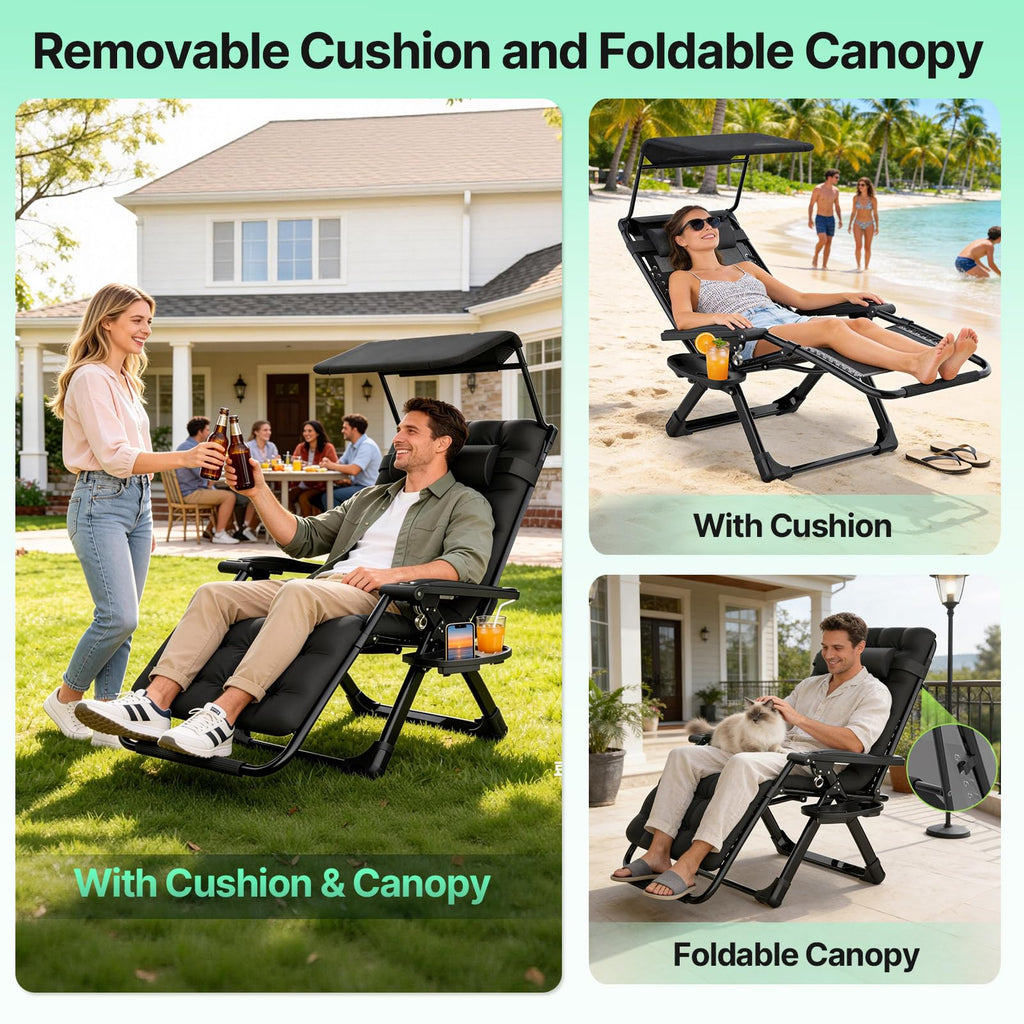Zero Gravity Reclining Camping Chair with Canopy A3381