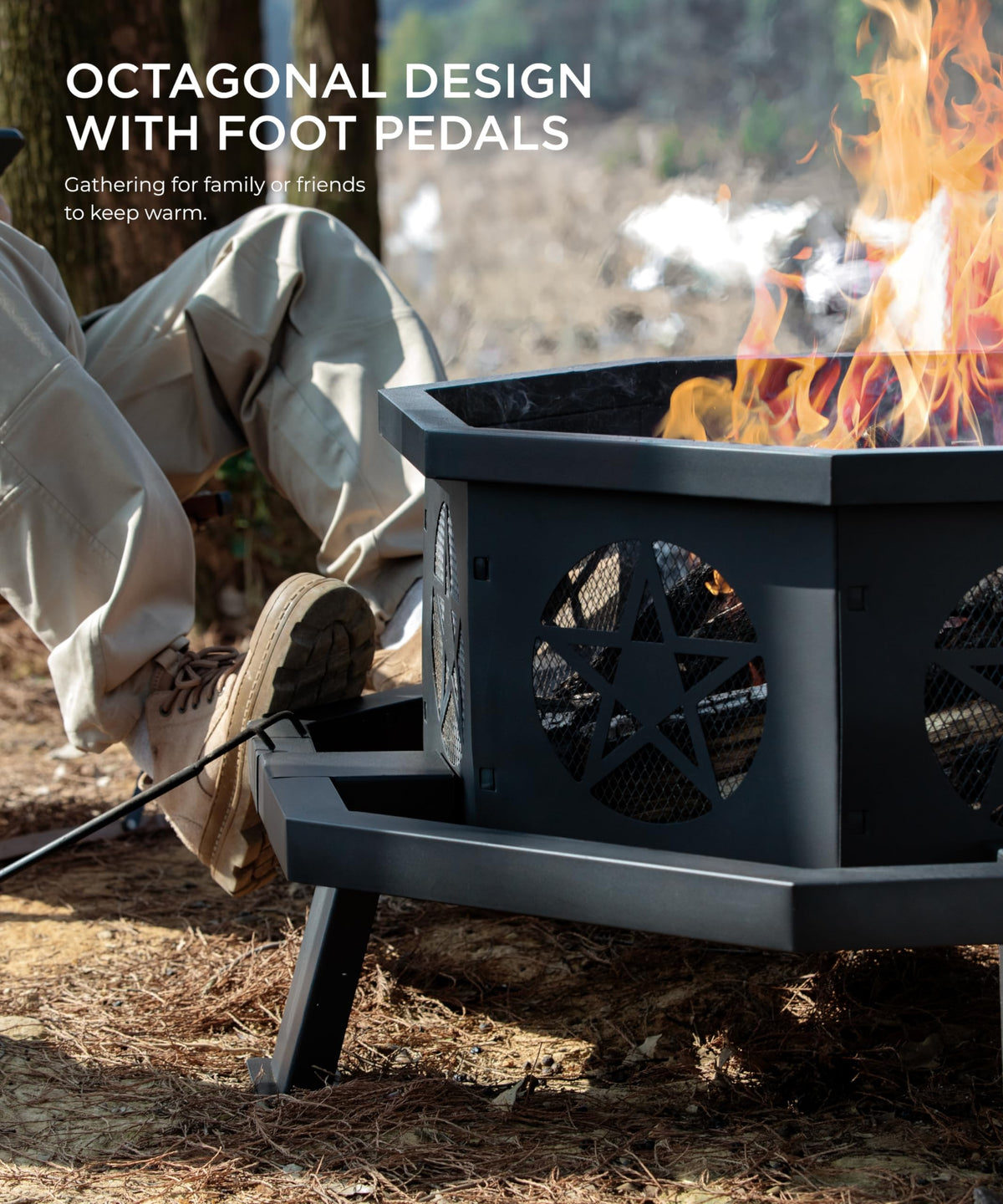 35 inch Wood Burning Fire Pit with Cooking Grill T2610