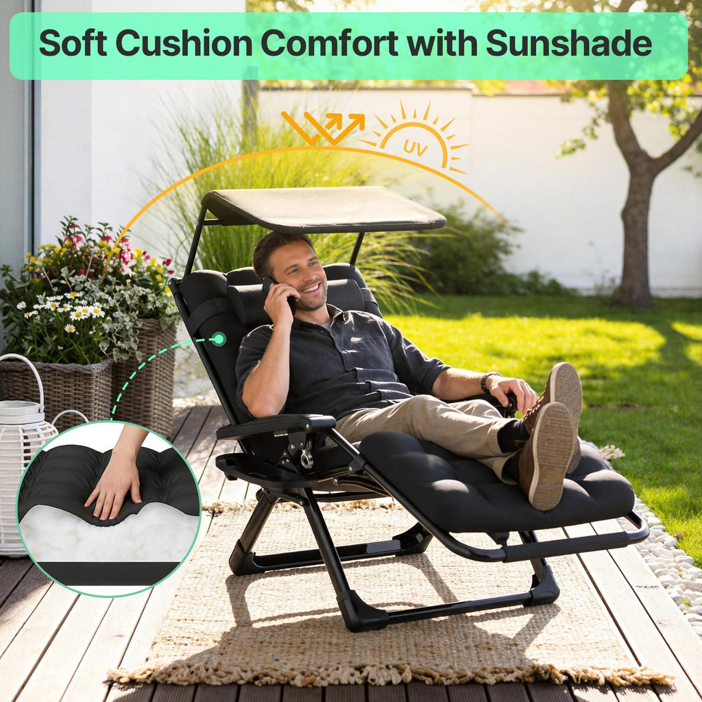 Zero Gravity Reclining Camping Chair with Canopy A3381