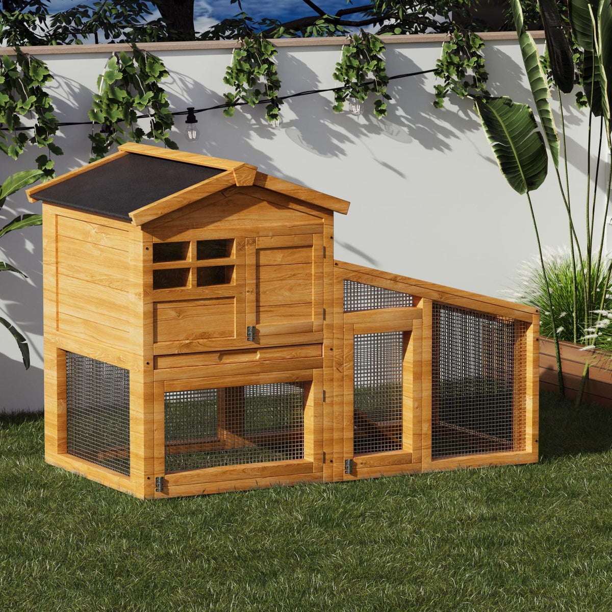 2-Tier Wooden Small Animal Cage with Non-Slip Ramp D2582