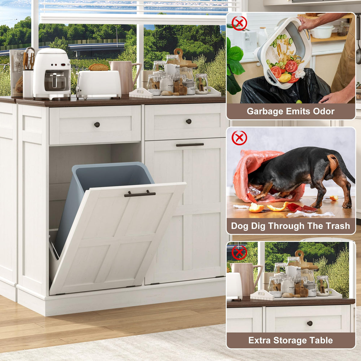 13 Gallon Double Tilt-Out Trash Can Cabinet F468