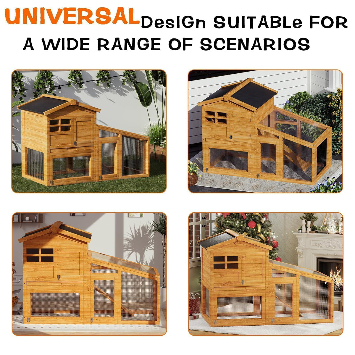 2-Tier Wooden Small Animal Cage with Non-Slip Ramp D2582