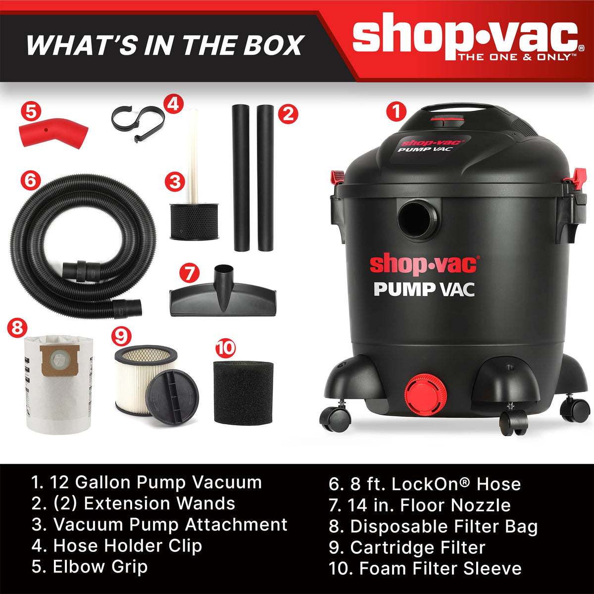 12 Gallon Wet Dry Pump Vacuum with Built-in Water Pump L253020