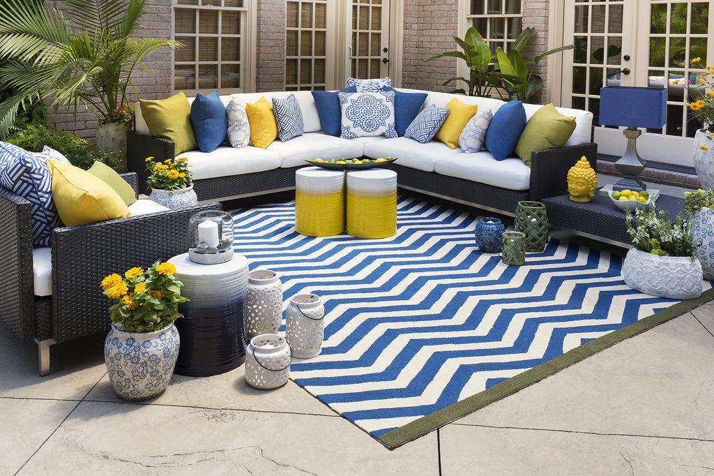 Navy White Modern Garden Stool E9351