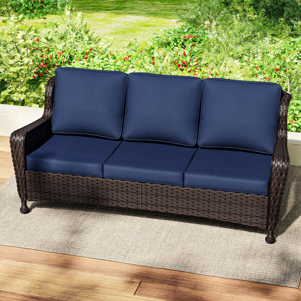 3-Seater Wicker Sofa with Removable Cushions X478481