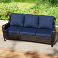 3-Seater Wicker Sofa with Removable Cushions X478481