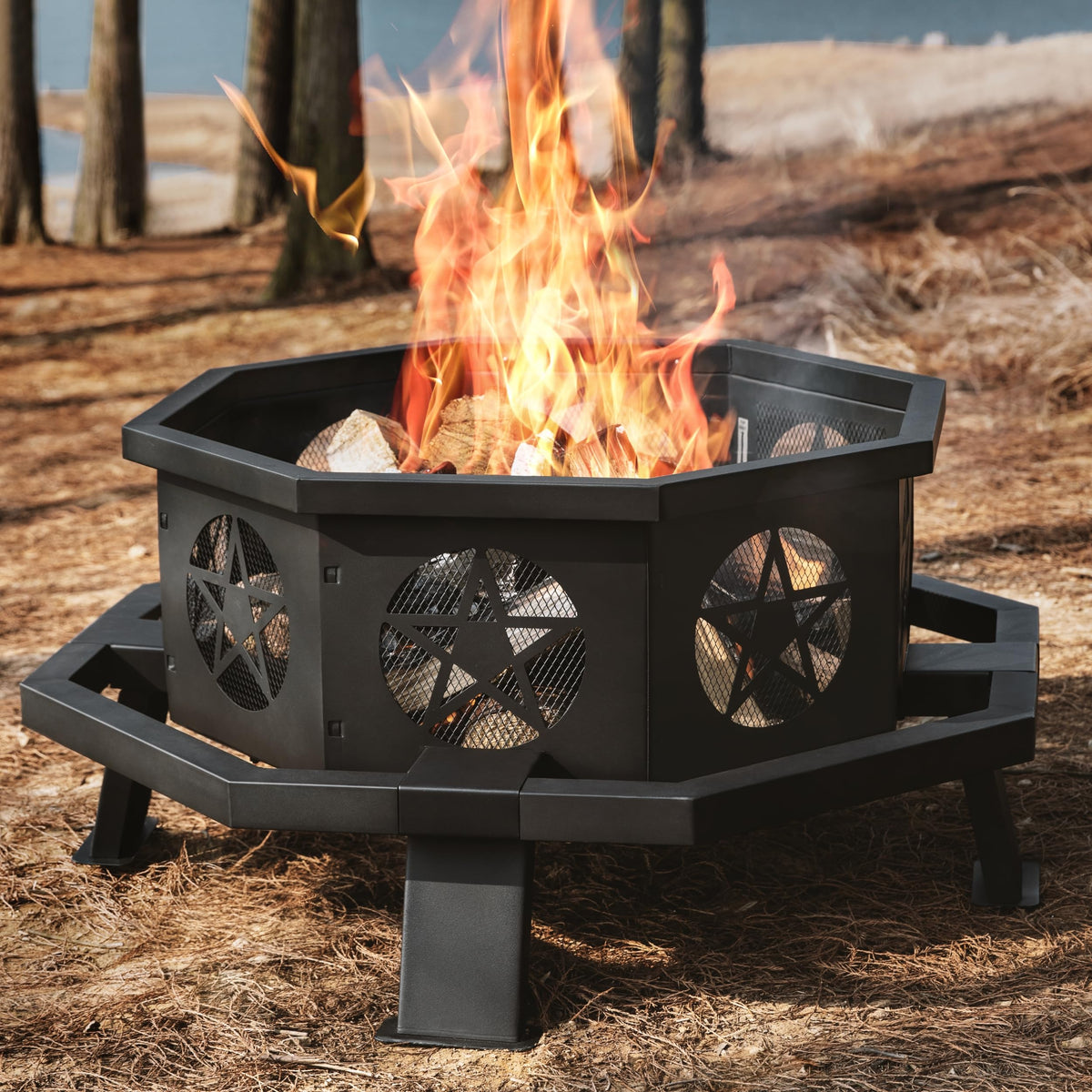 35 inch Wood Burning Fire Pit with Cooking Grill T2610