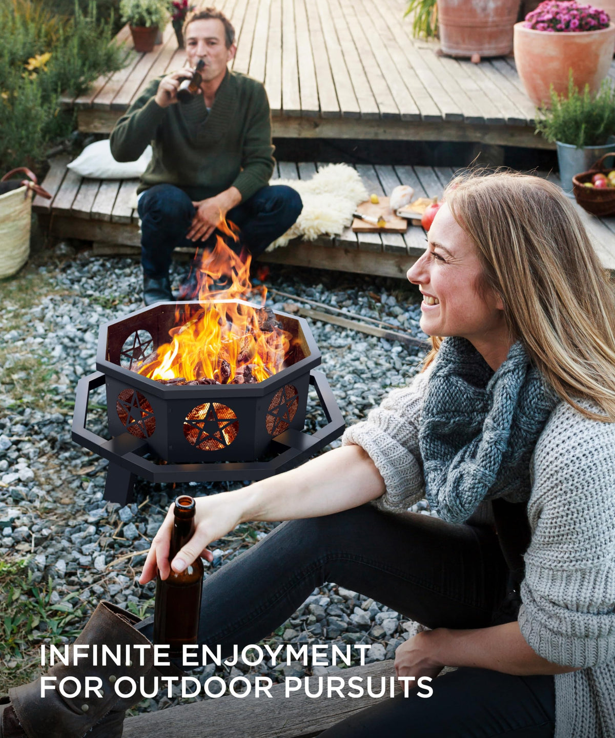 35 inch Wood Burning Fire Pit with Cooking Grill T2610