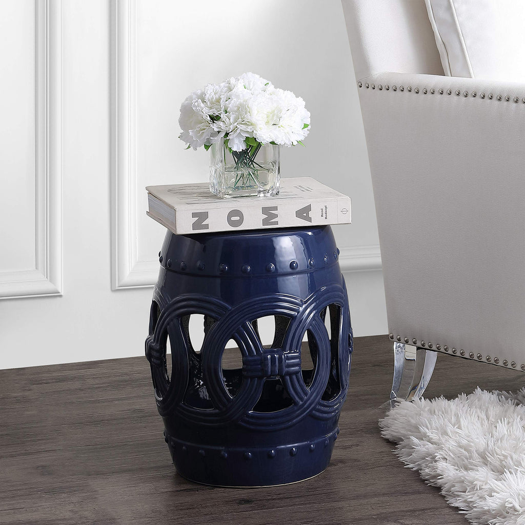 Navy Ceramic Garden Stool Side Table X297